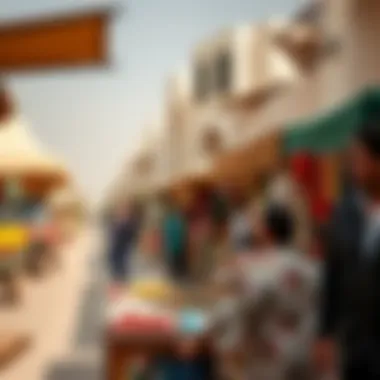 Cultural Market Scene in Batain Liwa A vibrant local market scene reflecting the cultural essence of Batain Liwa