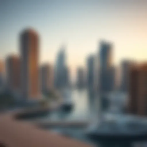 A panoramic view of Dubai Marina showcasing luxury skyscrapers and waterfront