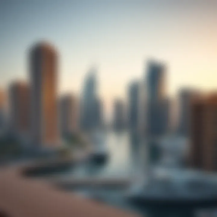 A panoramic view of Dubai Marina showcasing luxury skyscrapers and waterfront