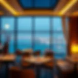 Elegant dining setting with a view of Yas Bay
