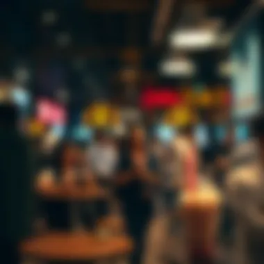 Cultural Hub of Boba Enthusiasts A bustling scene of customers enjoying boba tea