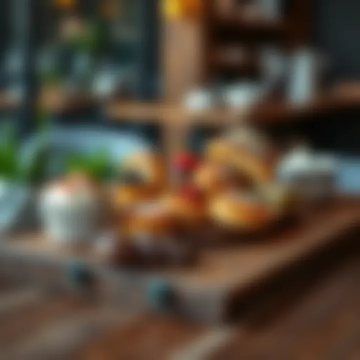 A beautifully presented pastry selection on a rustic wooden table.