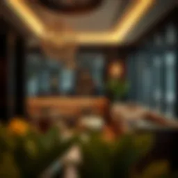 Sophisticated café interior showcasing modern design and cozy seating.