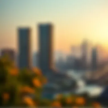 Stunning view of Damac Park Towers against the Dubai skyline
