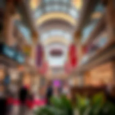 A vibrant shopping area inside دلما مول filled with diverse retail options.