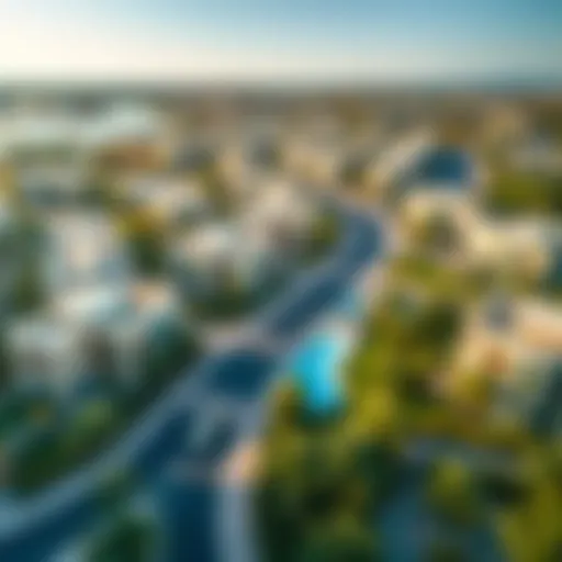 Aerial view of Villanova community showcasing its modern architecture and greenery
