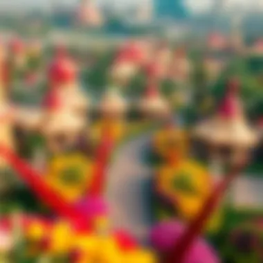 Themed Sections in Dubai Miracle Garden An aerial perspective of the themed sections within the garden