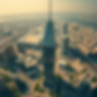 Aerial shot of DIFC highlighting the Emirates Financial Tower