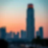 Stunning view of the Emirates Financial Tower at sunset
