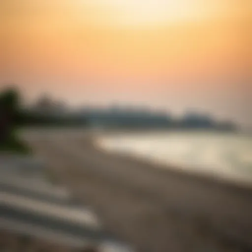 Panoramic view of Ras Al Khaimah's beach at sunset