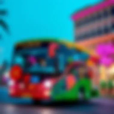 Vibrant Global Village Bus Global Village bus in Dubai showcasing vibrant cultural themes