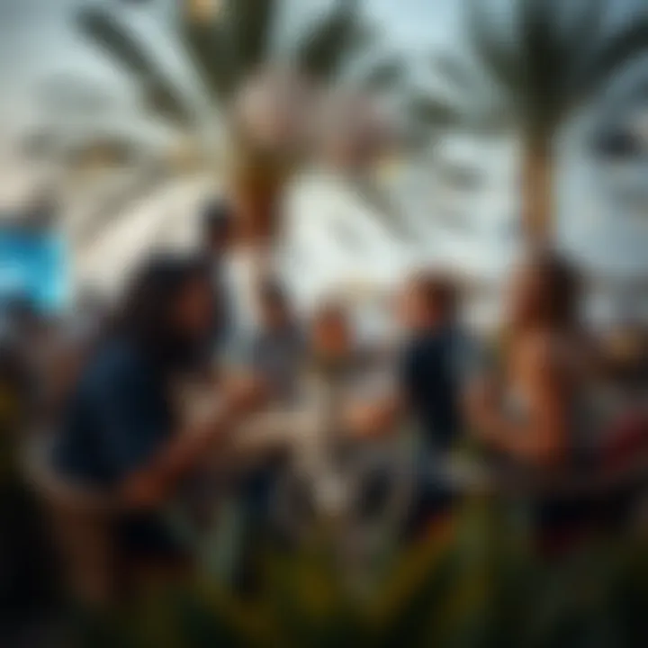 Group of friends enjoying hookah in a relaxed outdoor setting