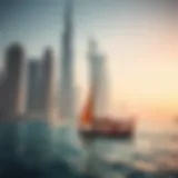 Traditional dhow sailing in Dubai's stunning skyline