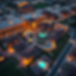 Aerial view of Iris Village showcasing its vibrant layout and surroundings