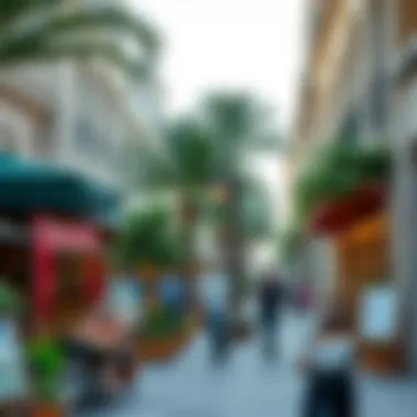 Local Amenities at Khawaneej Walk Cafes and shops along Khawaneej Walk bustling with activity