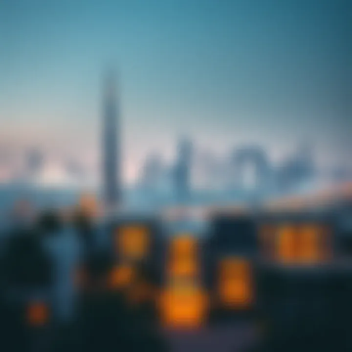 Glistening skyline of Dubai with luxury homes in the foreground