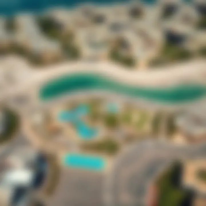Aerial view of Mamzar Beach park and surrounding amenities