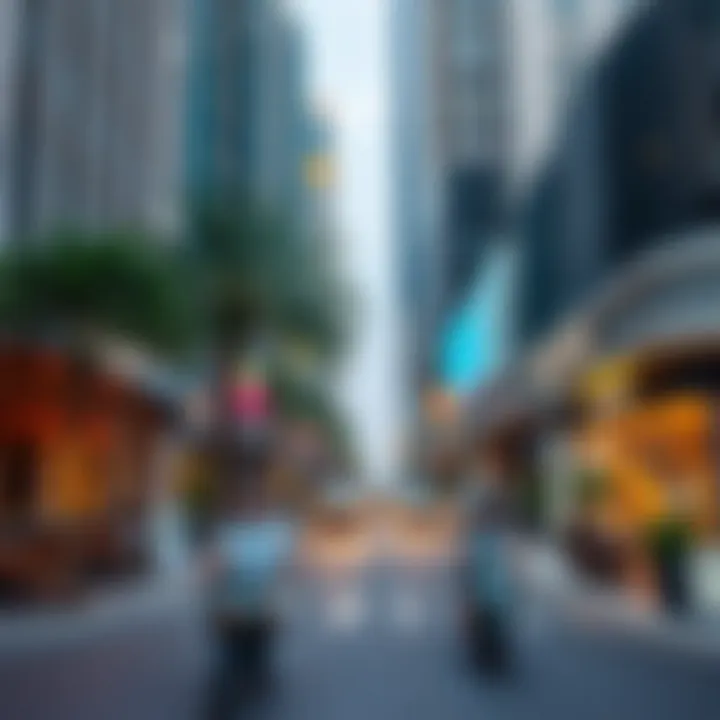 Highlighting the vibrant lifestyle along Mashreq Sheikh Zayed Road with bustling cafes and shops
