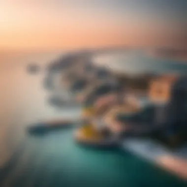 Aerial view of Palm Jumeirah showcasing luxurious beachfront villas