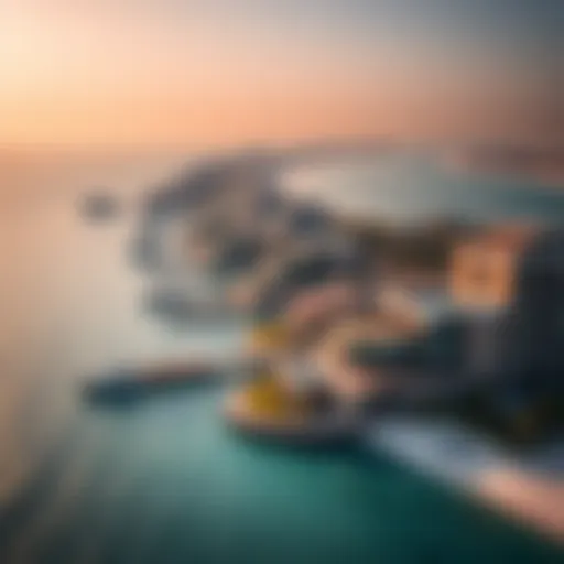 Aerial view of Palm Jumeirah showcasing luxurious beachfront villas