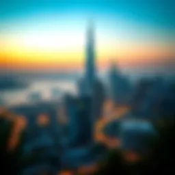 Majestic view of Palm Tower against Dubai's skyline