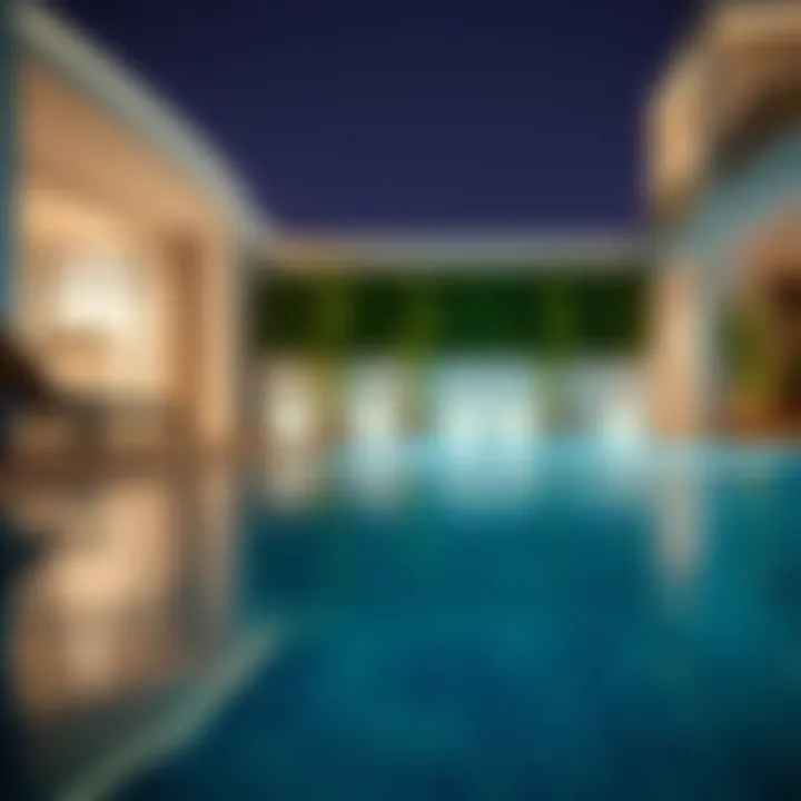 Luxurious Residential Pool Features Luxurious residential pool in a Dubai property