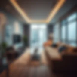 Modern living room in a rental flat in Al Nahda