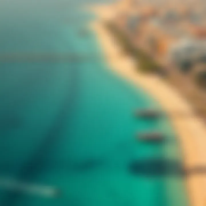 Aerial view showcasing the pristine coastline of شاطئ الحمريه