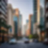 A panoramic view of Sheikh Rashid Street showcasing its architectural diversity