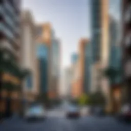 A panoramic view of Sheikh Rashid Street showcasing its architectural diversity
