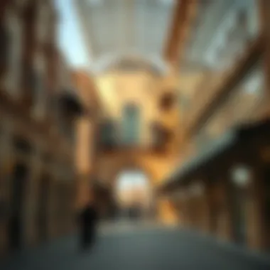 Historical architecture blending with modern marketplace design.