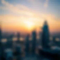 Panoramic view of Tasheel Business Bay at sunset