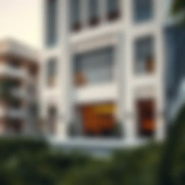 Modern Architecture with Terrazzo An elegant exterior of a modern building showcasing terrazzo elements