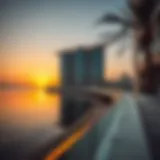 Stunning view of The Address Jumeirah Beach Residence at sunset