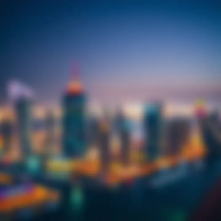 Nighttime Skyline of Dubai Islands Nighttime skyline of the Dubai Islands illuminated with vibrant lights