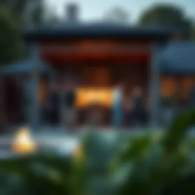 Social gathering around a beautifully designed barbecue area