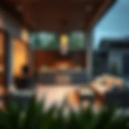 Stylish barbecue area in a modern outdoor living space