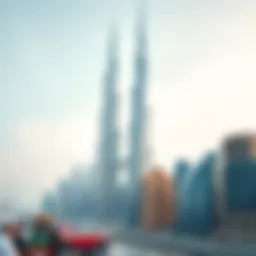 The Burj Khalifa towering over the Dubai skyline