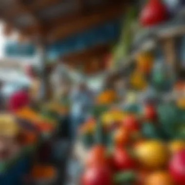 Fresh Produce at a Vibrant Street Market A vibrant street market with an array of fresh fruits and vegetables