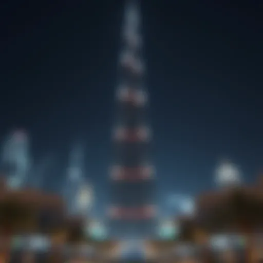 Majestic view of Burj Khalifa illuminated at night