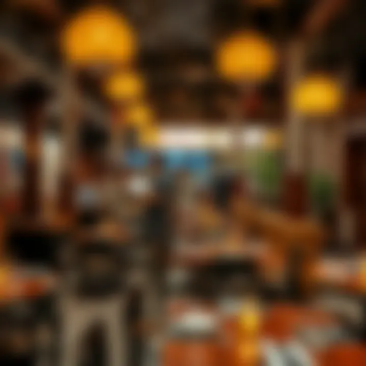 A lively restaurant interior showcasing cultural decor