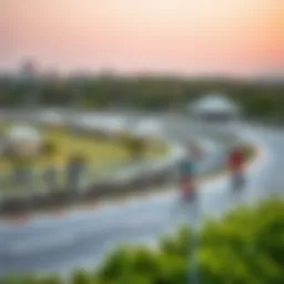 Scenic view of the Dubai cycling track surrounded by greenery