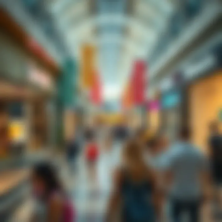 Vibrant shopping environment showcasing diverse consumer behavior