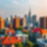 Urban skyline showcasing diverse architectural styles