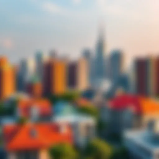 Urban skyline showcasing diverse architectural styles