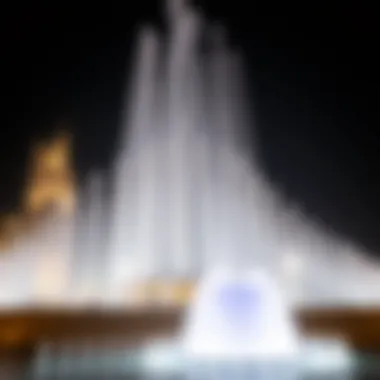Night view showcasing the illuminated Dubai Fountain