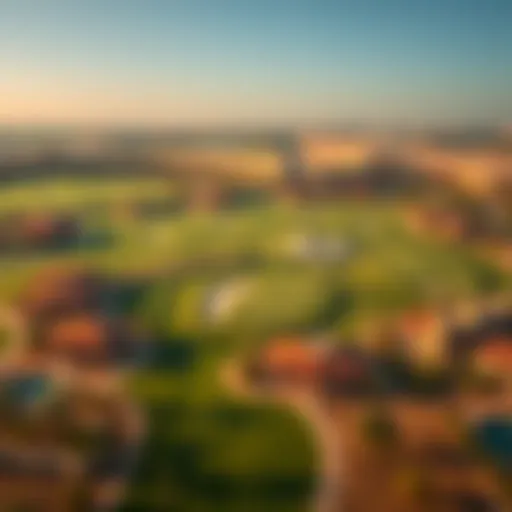 Aerial view of a luxurious golf course in Dubai