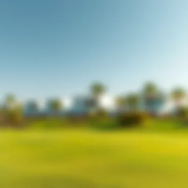 Lush Green Fairways with Modern Villas Lush green fairways with modern villas in the background