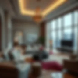 Luxurious living room interior design in Dubai