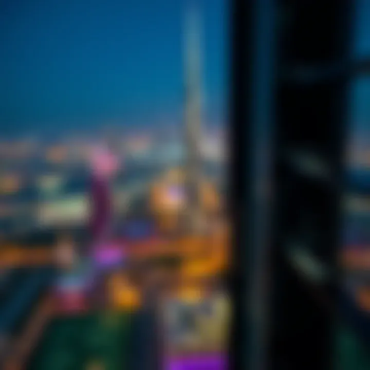 Panoramic view from the top of the Onyx Tower overlooking the vibrant community of Dubai